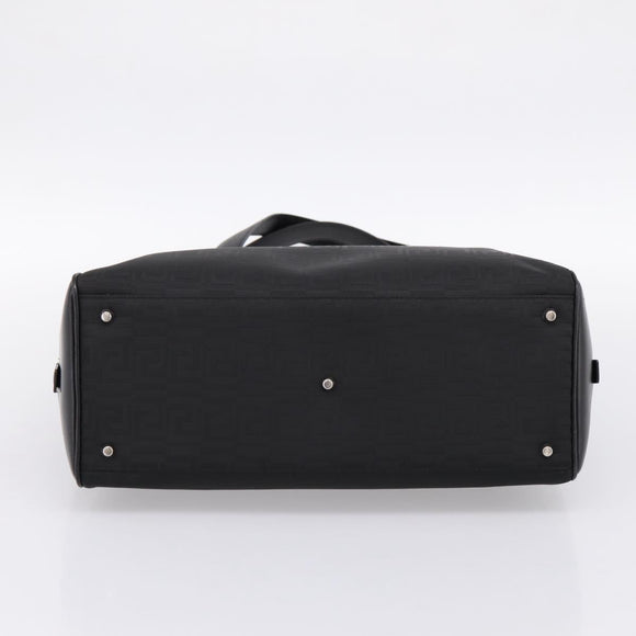 Gianni Versace Tote Bag Canvas Black Silver Auth bs36941