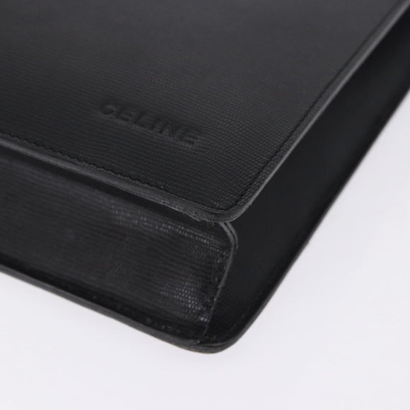CELINE Business Bag Leather Black Gold Auth bs36942A