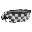 SAINT LAURENT Waist Bag Coated Canvas White Black Auth bs36944-1