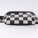 SAINT LAURENT Waist Bag Coated Canvas White Black Auth bs36944-5