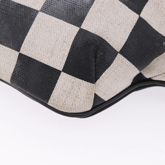 SAINT LAURENT Waist Bag Coated Canvas White Black Auth bs36944