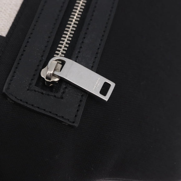 SAINT LAURENT Waist Bag Coated Canvas White Black Auth bs36944