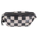 SAINT LAURENT Waist Bag Coated Canvas White Black Auth bs36944-13