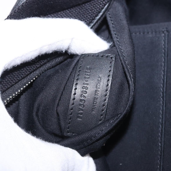 SAINT LAURENT Waist Bag Coated Canvas White Black Auth bs36944