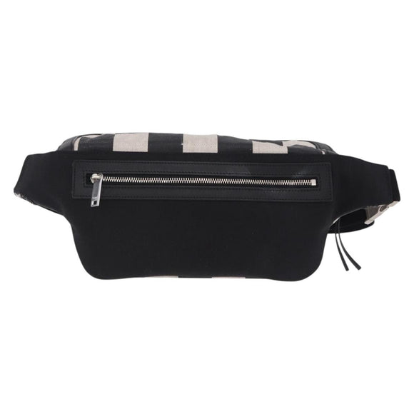 SAINT LAURENT Waist Bag Coated Canvas White Black Auth bs36944
