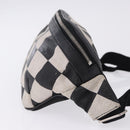 SAINT LAURENT Waist Bag Coated Canvas White Black Auth bs36944-3