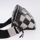 SAINT LAURENT Waist Bag Coated Canvas White Black Auth bs36944-4