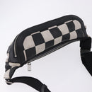 SAINT LAURENT Waist Bag Coated Canvas White Black Auth bs36944-6