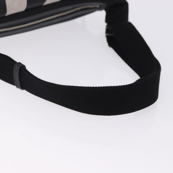 SAINT LAURENT Waist Bag Coated Canvas White Black Auth bs36944
