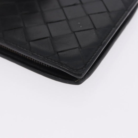 BOTTEGA VENETA INTRECCIATO Bifold Wallet Leather Black Auth bs36945