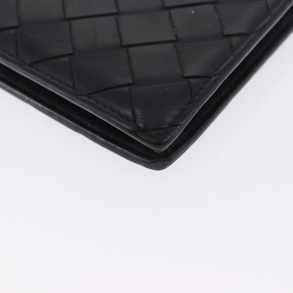 BOTTEGA VENETA INTRECCIATO Bifold Wallet Leather Black Auth bs36945