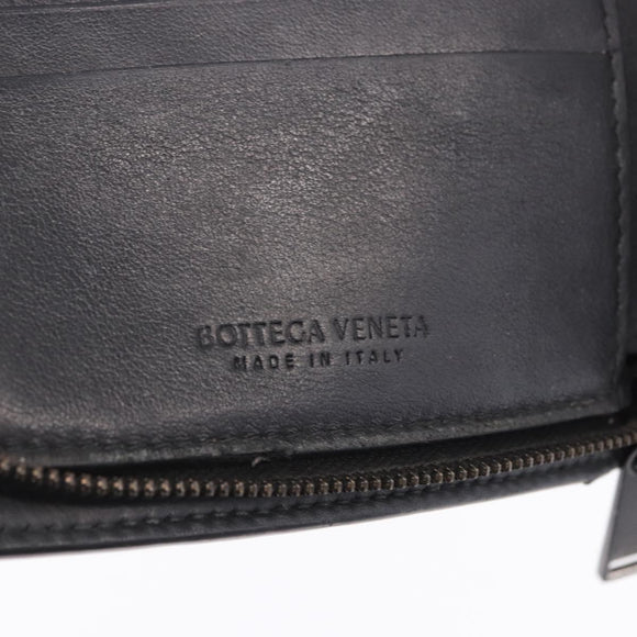 BOTTEGA VENETA INTRECCIATO Bifold Wallet Leather Black Auth bs36945