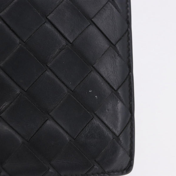 BOTTEGA VENETA INTRECCIATO Bifold Wallet Leather Black Auth bs36945