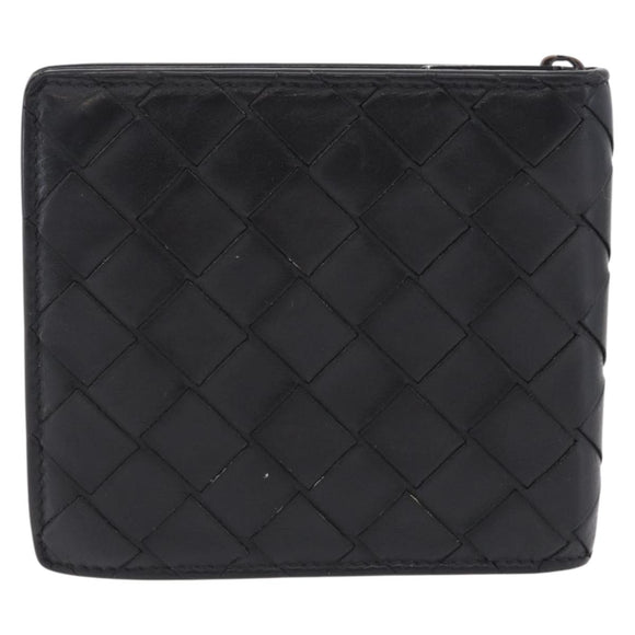 BOTTEGA VENETA INTRECCIATO Bifold Wallet Leather Black Auth bs36945