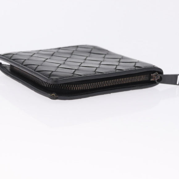BOTTEGA VENETA INTRECCIATO Bifold Wallet Leather Black Auth bs36945