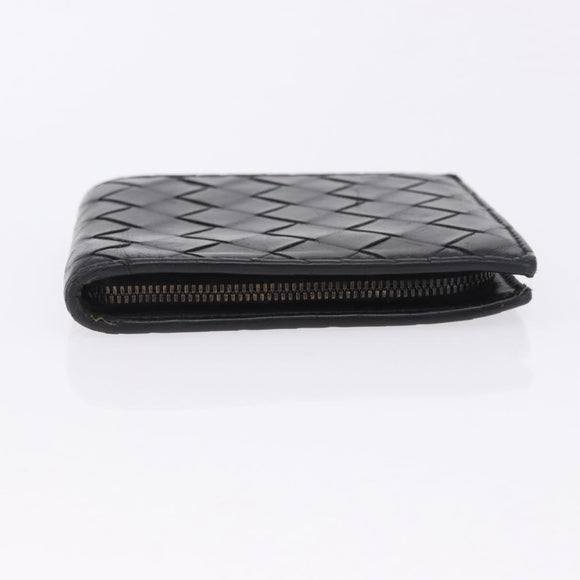 BOTTEGA VENETA INTRECCIATO Bifold Wallet Leather Black Auth bs36945