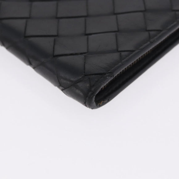 BOTTEGA VENETA INTRECCIATO Bifold Wallet Leather Black Auth bs36945