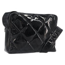 CHANEL Matelasse Shoulder Bag Patent leather Black Silver CC Auth bs36946-1