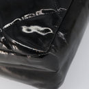 CHANEL Matelasse Shoulder Bag Patent leather Black Silver CC Auth bs36946-12