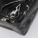 CHANEL Matelasse Shoulder Bag Patent leather Black Silver CC Auth bs36946-13