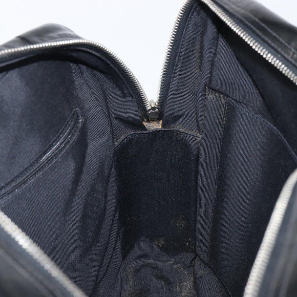 CHANEL Matelasse Shoulder Bag Patent leather Black Silver CC Auth bs36946