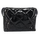 CHANEL Matelasse Shoulder Bag Patent leather Black Silver CC Auth bs36946-2