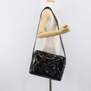 CHANEL Matelasse Shoulder Bag Patent leather Black Silver CC Auth bs36946-23