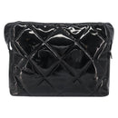 CHANEL Matelasse Shoulder Bag Patent leather Black Silver CC Auth bs36946-3