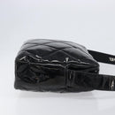 CHANEL Matelasse Shoulder Bag Patent leather Black Silver CC Auth bs36946-4