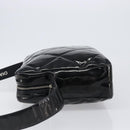 CHANEL Matelasse Shoulder Bag Patent leather Black Silver CC Auth bs36946-5
