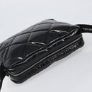 CHANEL Matelasse Shoulder Bag Patent leather Black Silver CC Auth bs36946-6