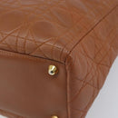 Christian Dior Canage Hand Bag Leather Brown Gold Auth bs36947-14