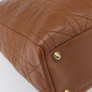 Christian Dior Canage Hand Bag Leather Brown Gold Auth bs36947-15