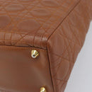 Christian Dior Canage Hand Bag Leather Brown Gold Auth bs36947-16