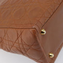 Christian Dior Canage Hand Bag Leather Brown Gold Auth bs36947-9
