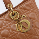 Christian Dior Canage Hand Bag Leather Brown Gold Auth bs36947-17