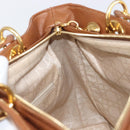 Christian Dior Canage Hand Bag Leather Brown Gold Auth bs36947-19