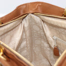 Christian Dior Canage Hand Bag Leather Brown Gold Auth bs36947-20