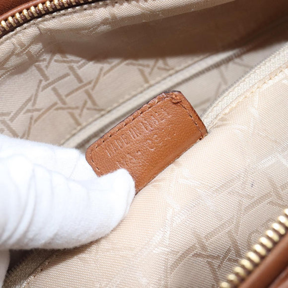 Christian Dior Canage Hand Bag Leather Brown Gold Auth bs36947