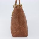 Christian Dior Canage Hand Bag Leather Brown Gold Auth bs36947-3