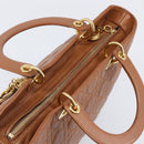 Christian Dior Canage Hand Bag Leather Brown Gold Auth bs36947-6