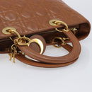 Christian Dior Canage Hand Bag Leather Brown Gold Auth bs36947-7
