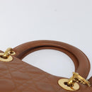 Christian Dior Canage Hand Bag Leather Brown Gold Auth bs36947-8