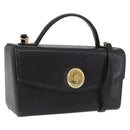 GIVENCHY Hand Bag Leather 2way Black Gold Auth bs36948-1