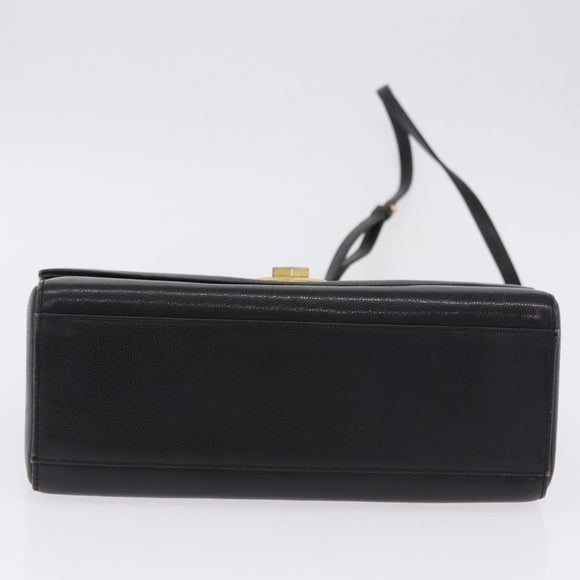GIVENCHY Hand Bag Leather 2way Black Gold Auth bs36948