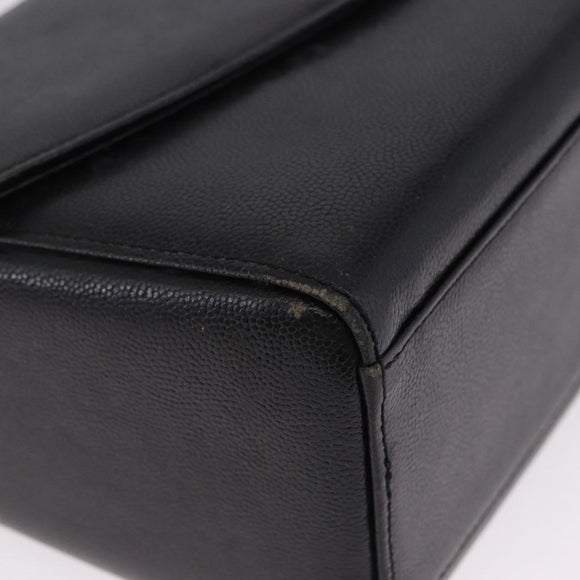 GIVENCHY Hand Bag Leather 2way Black Gold Auth bs36948
