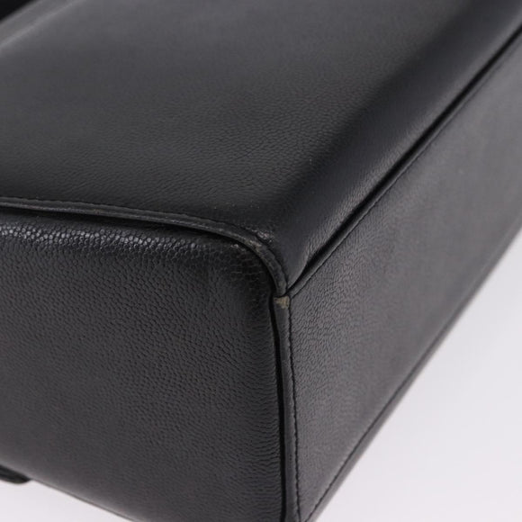 GIVENCHY Hand Bag Leather 2way Black Gold Auth bs36948