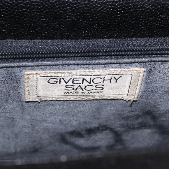 GIVENCHY Hand Bag Leather 2way Black Gold Auth bs36948