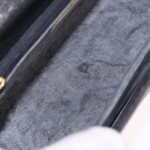 GIVENCHY Hand Bag Leather 2way Black Gold Auth bs36948