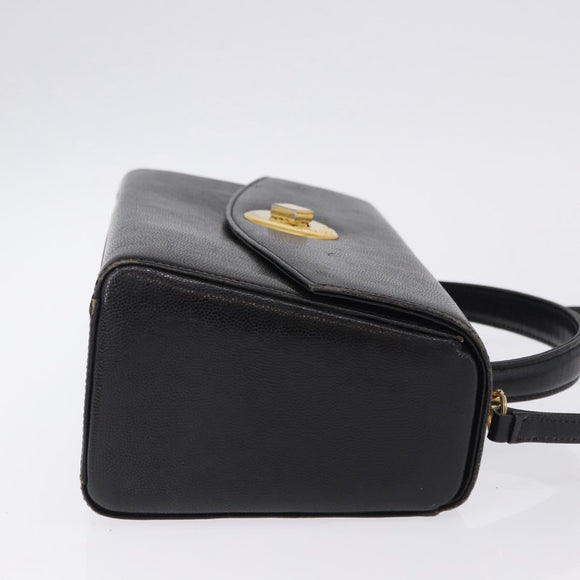 GIVENCHY Hand Bag Leather 2way Black Gold Auth bs36948